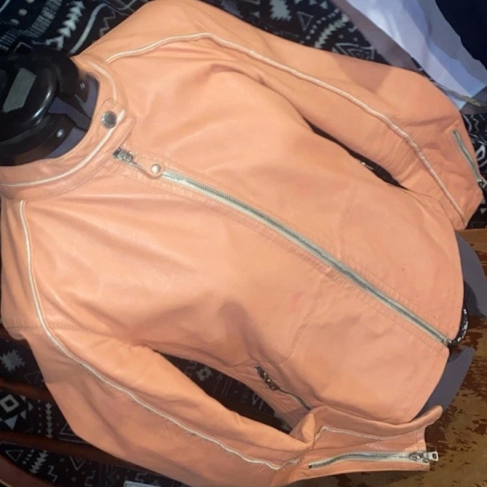 Prada Women's Light Orange Leather Jacket
